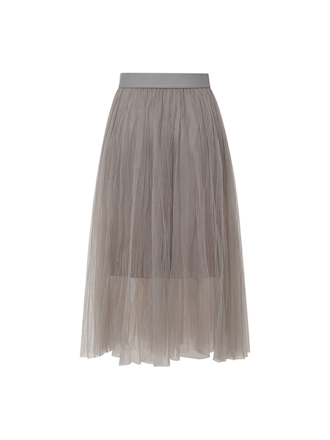 Slit Gray Tulle Skirt