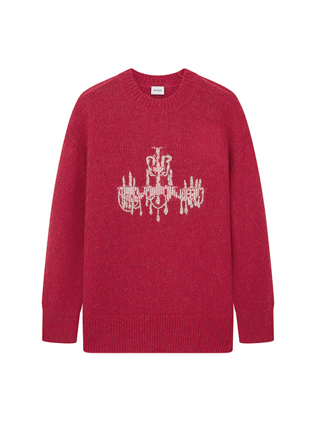 Embroidery & Beads Red Knit