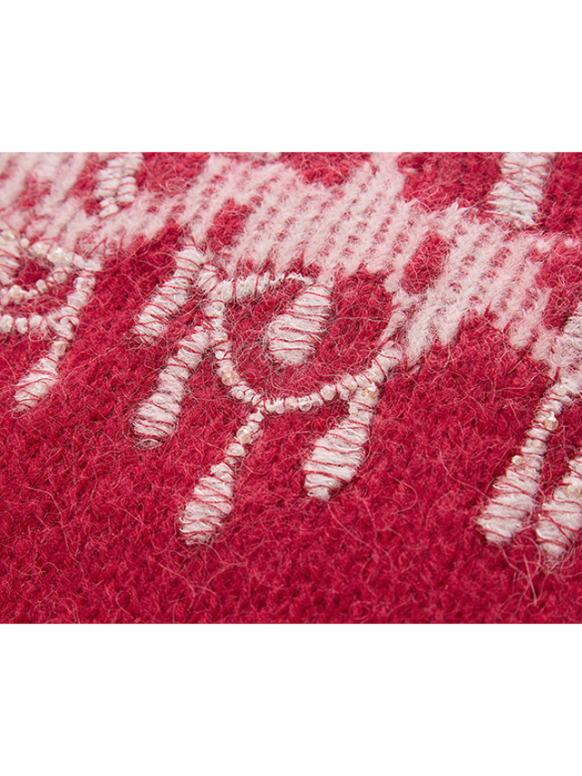 Embroidery & Beads Red Knit