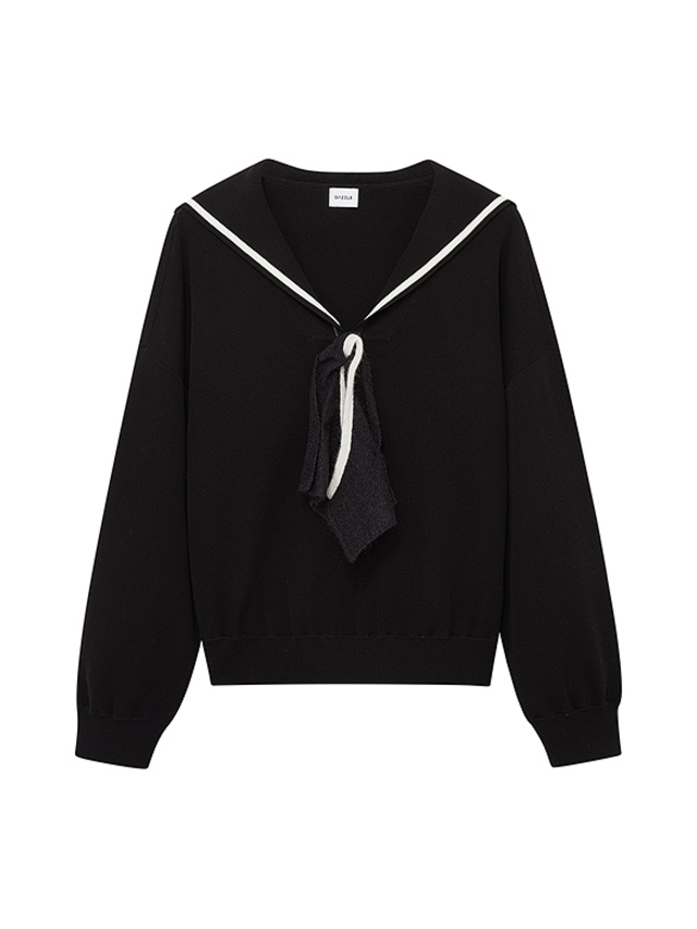 Bi-Color Sailor Collar Knit