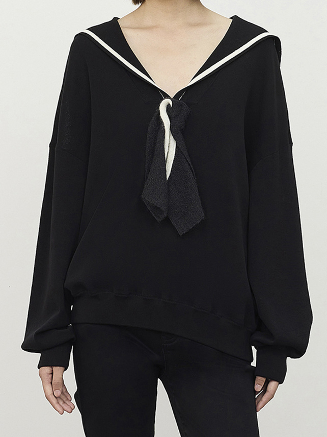 Bi-Color Sailor Collar Knit