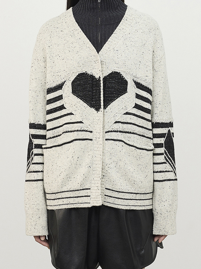 Heart Design Knit Cardigan