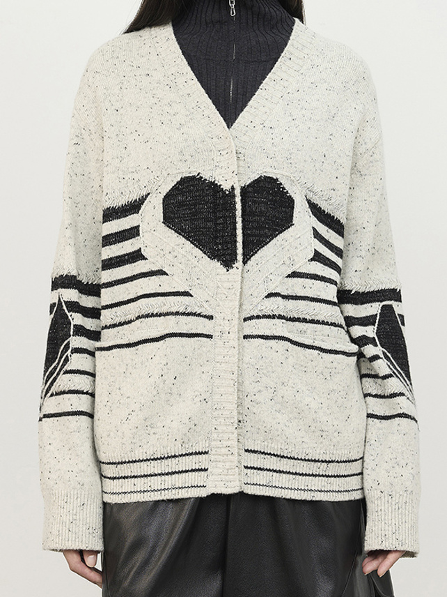 Heart Design Knit Cardigan