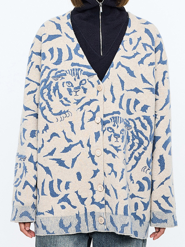 Tiger Pattern Knit Cardigan