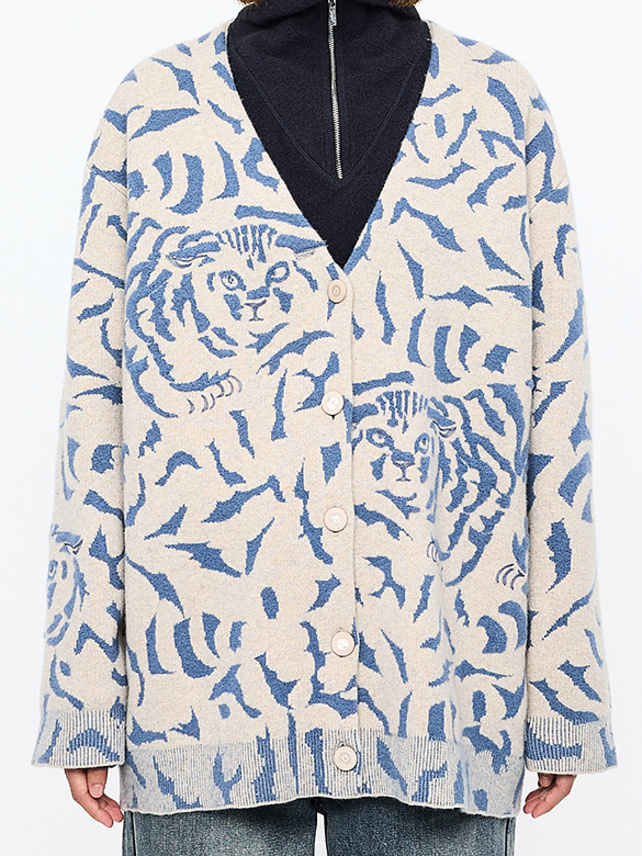 Tiger Pattern Knit Cardigan