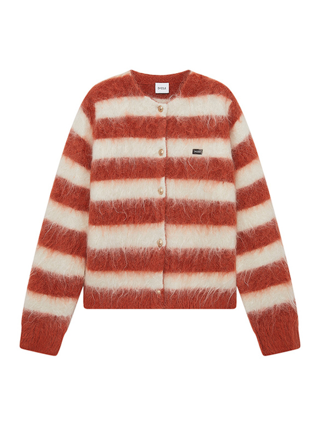 Mohair Stripe Knit Cardigan