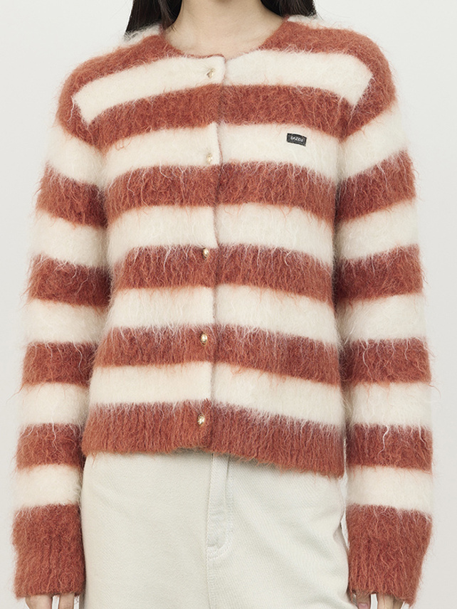 Mohair Stripe Knit Cardigan