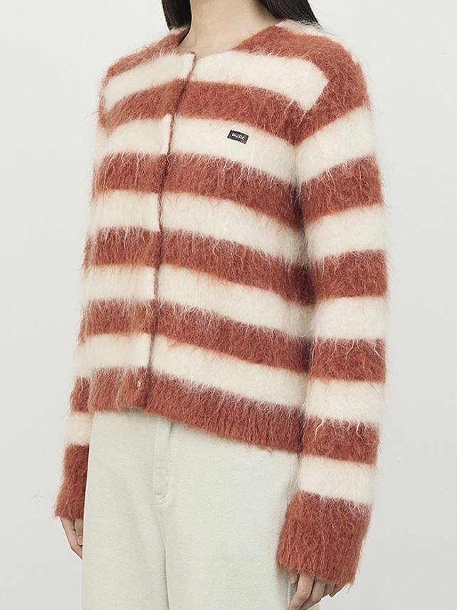 Mohair Stripe Knit Cardigan