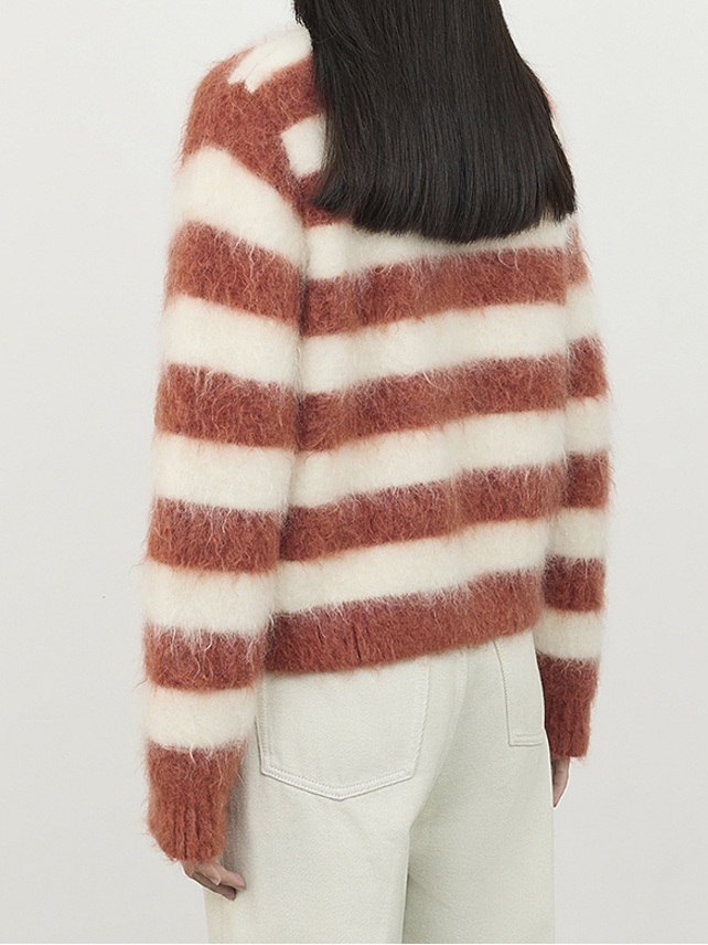 Mohair Stripe Knit Cardigan