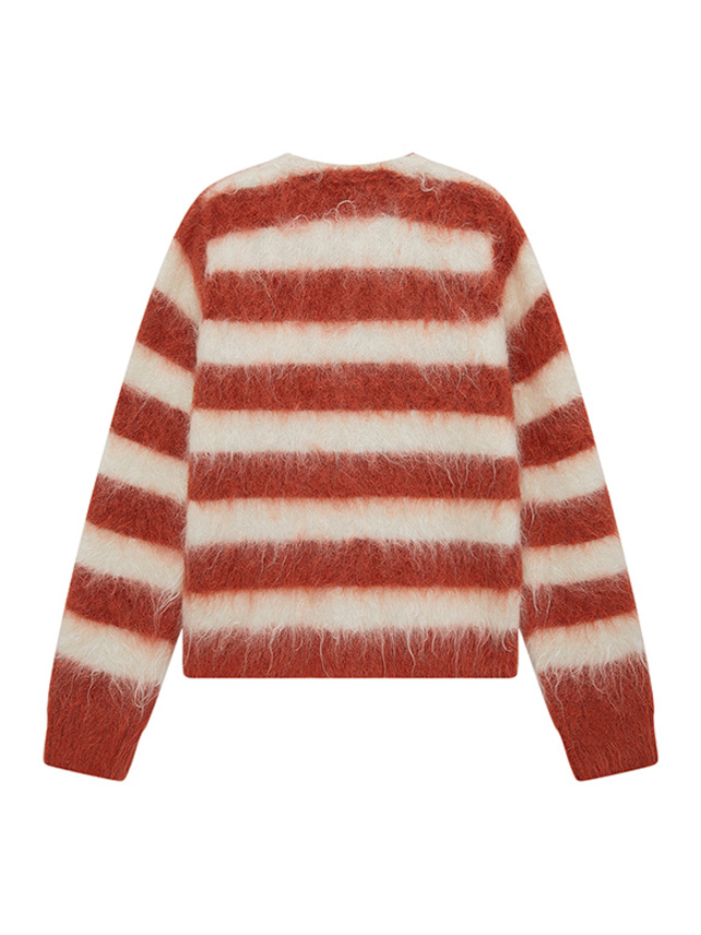 Mohair Stripe Knit Cardigan