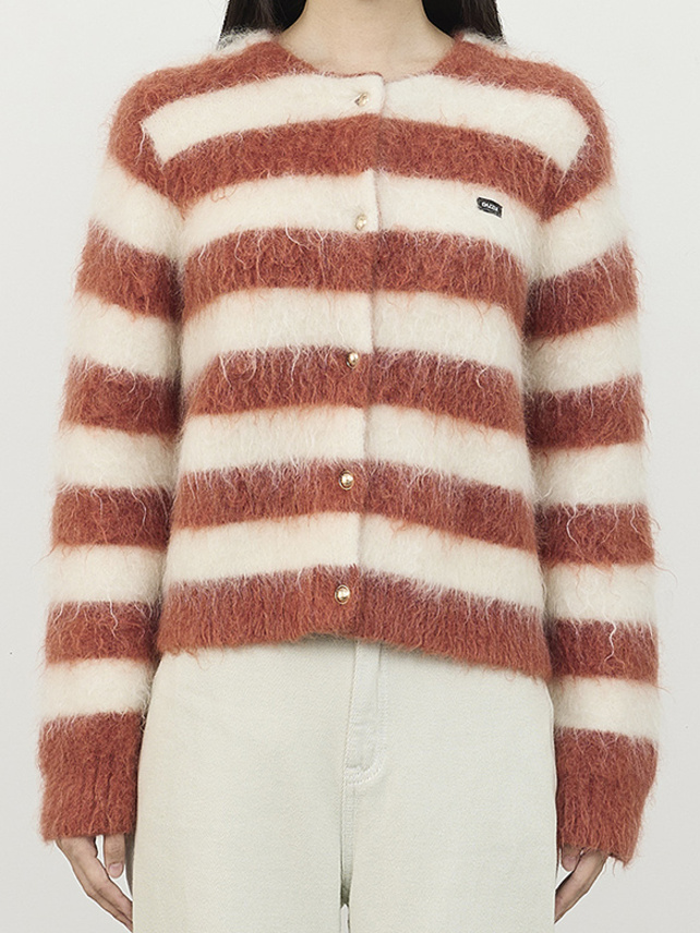 Mohair Stripe Knit Cardigan