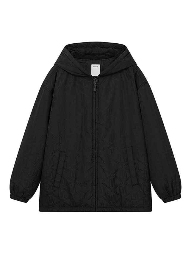 Logo Printed Hoodie Down Coat