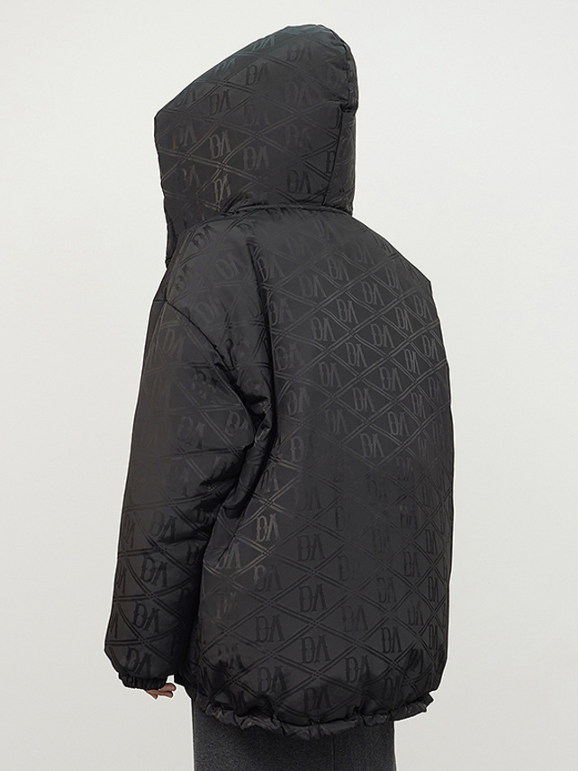 Logo Printed Hoodie Down Coat