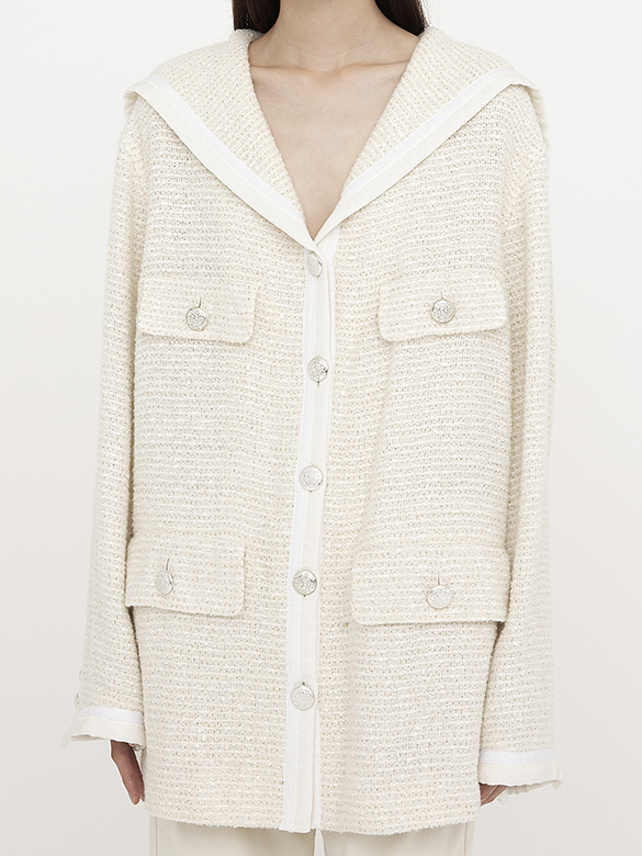 Sailor Collar Tweed Jacket