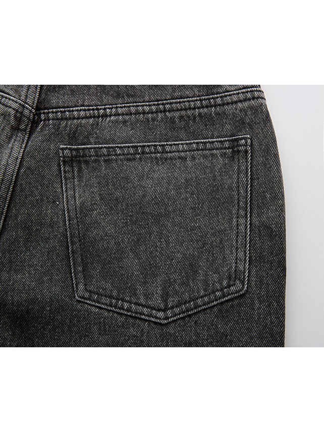 Line-stone Design Denim Pants