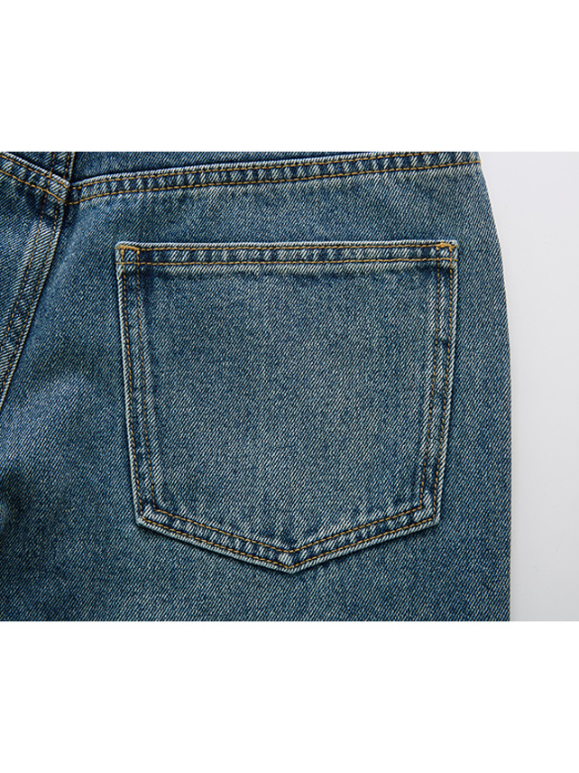 Line-stone Design Denim Pants