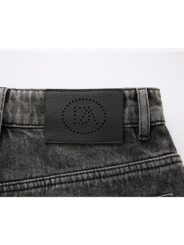 Line-stone Design Denim Pants