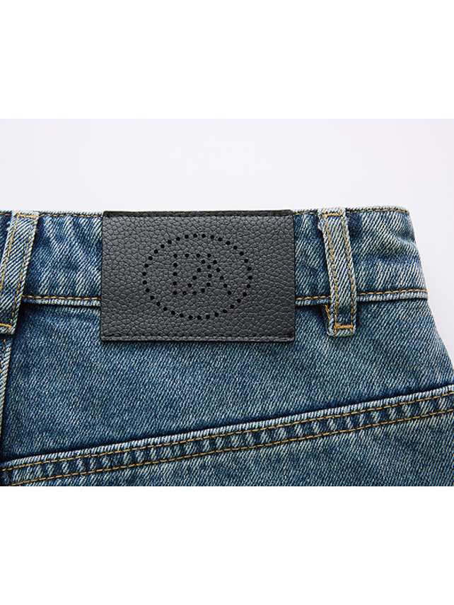 Line-stone Design Denim Pants