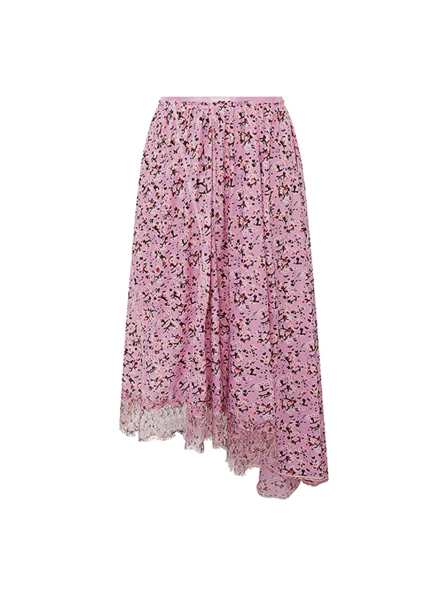 Cat & Flower Printed Skirt