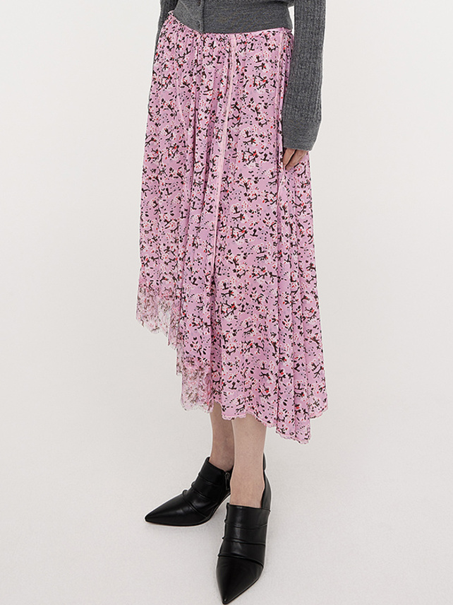 Cat & Flower Printed Skirt