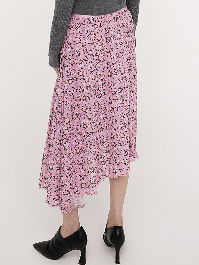 Cat & Flower Printed Skirt