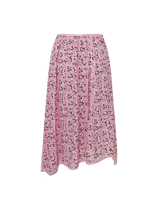 Cat & Flower Printed Skirt