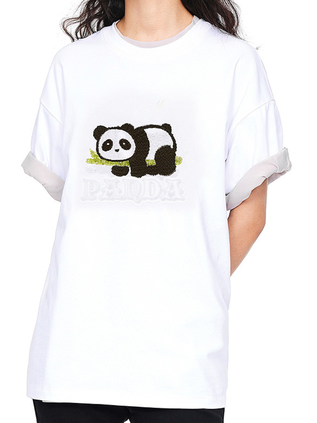Sequins & Needle-Punch Design Panda T-Shirt