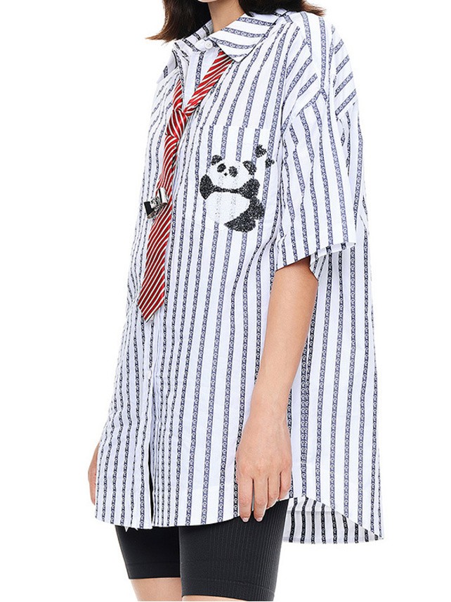 Design Border Sequins Panda Shirt