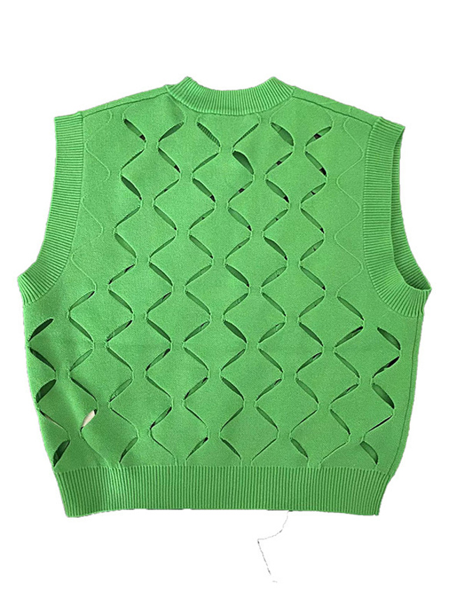 Cut-Out Design Sleeveless Knit