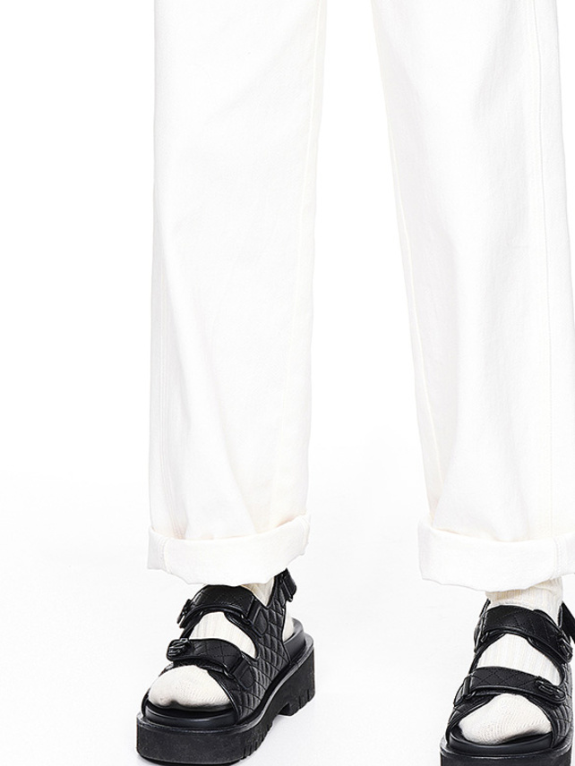 Out-Pocket White Denim Pants