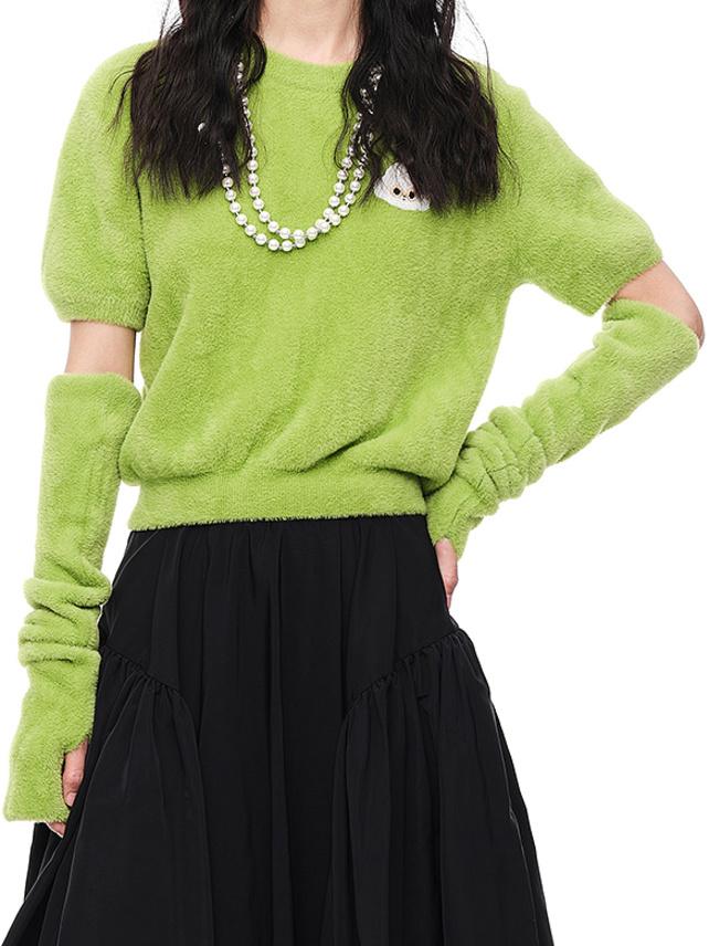 Sequins Character Sleeves Separated Knit 
