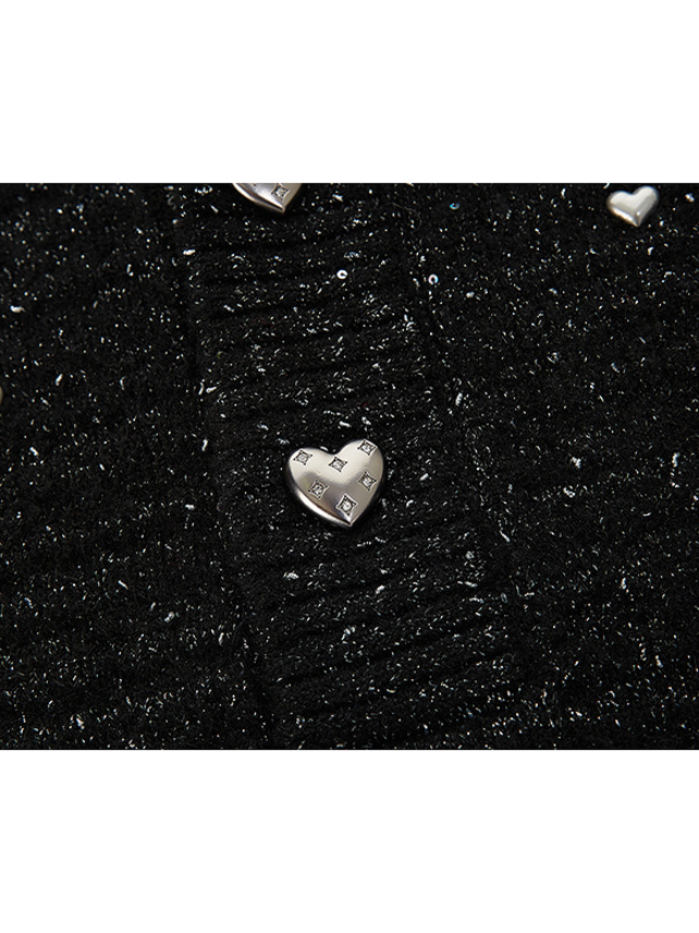Heart Motif Glitter Knit Outer