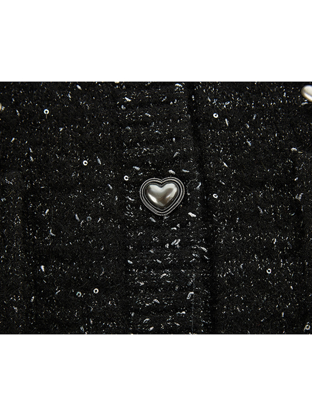Heart Motif Glitter Knit Cardigan
