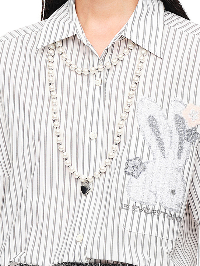 Sequins Rabbit Stripe Shirt