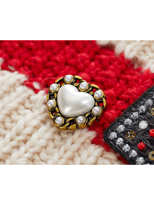 Cosmetics Beads Brooch Stripe Knit
