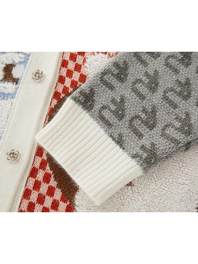 Random Design Rabbit Knit Cardigan