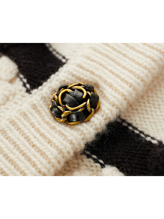 Stripe Design Knitting Cardigan