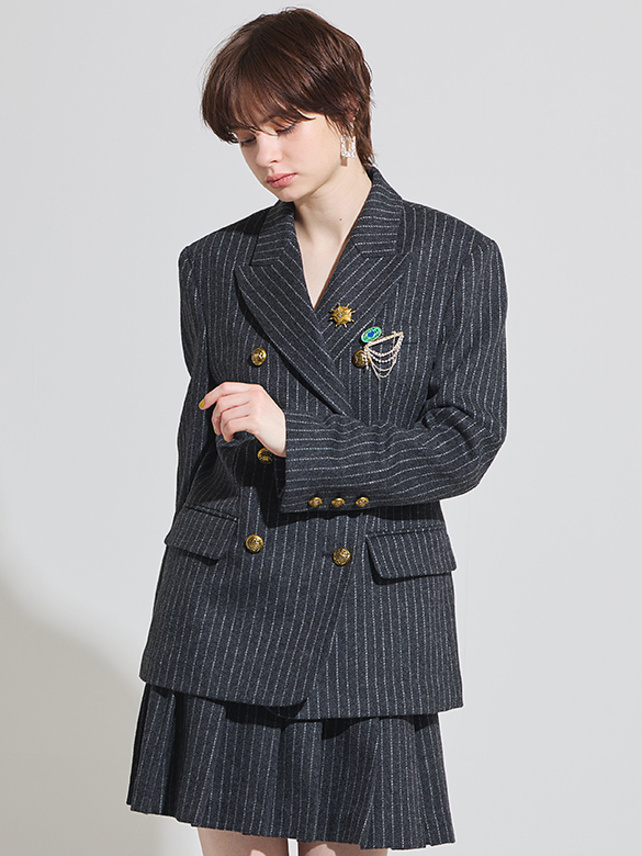 Pin-Stripe Brooch Jacket - DAZZLE FASHION(ダズルファッション)／d ...