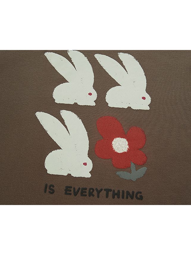 Rubber Printed & Beads Rabbit Sweatshirt