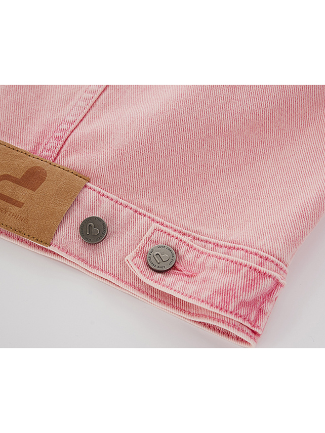 Back-Side Embroidery Pink Denim Jacket