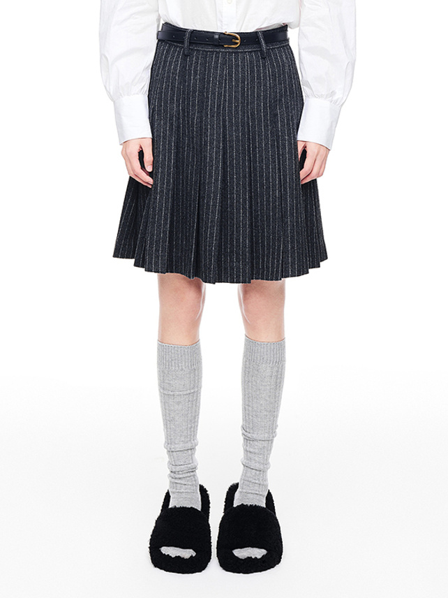 [fog linen work] tuck stripe skirt