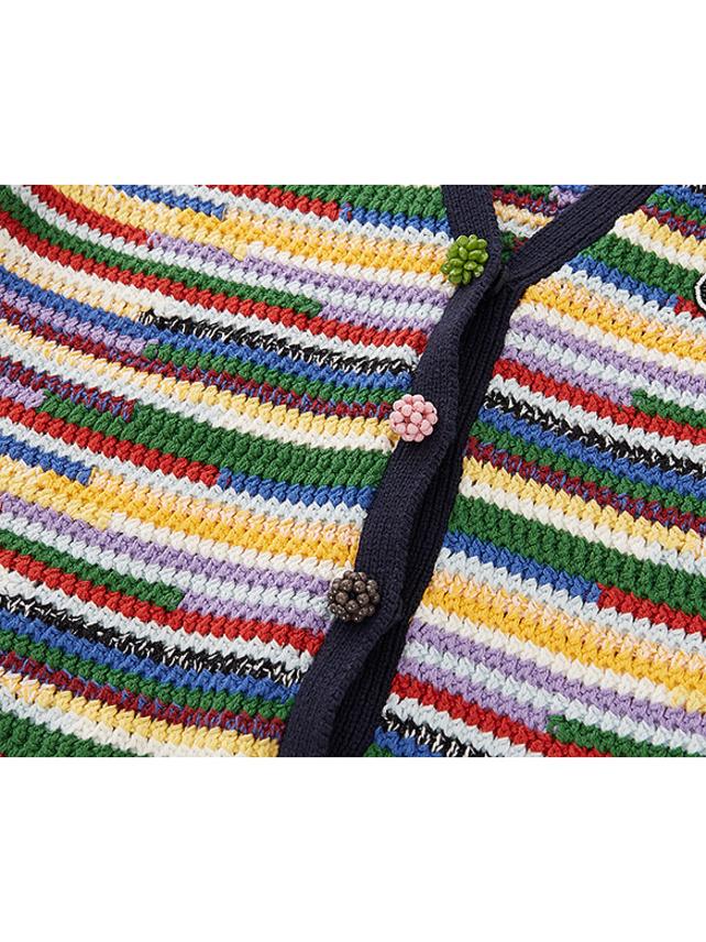 Multi Color Retro Knit Cardigan
