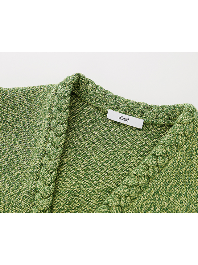 Green Retro Knit Cardigan