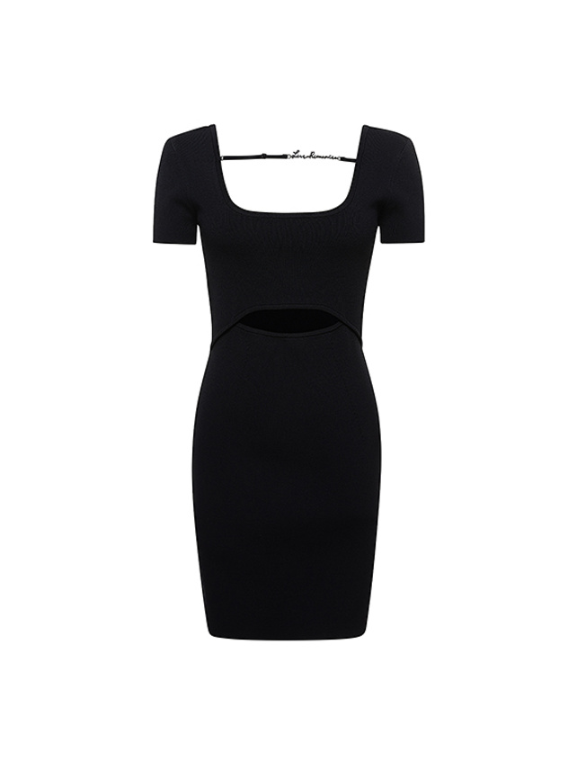 Front Side Cut-Out Rib Knit Dress