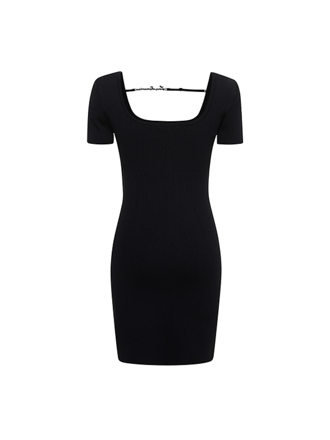 Front Side Cut-Out Rib Knit Dress