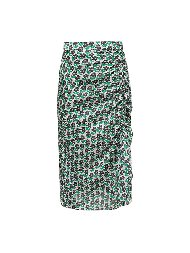 Flower Printed Green Skirt