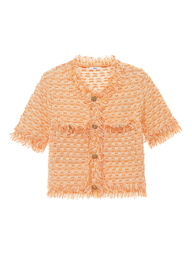 Orange Knit Cardigan - DAZZLE FASHION(ダズルファッション)／d'zzit