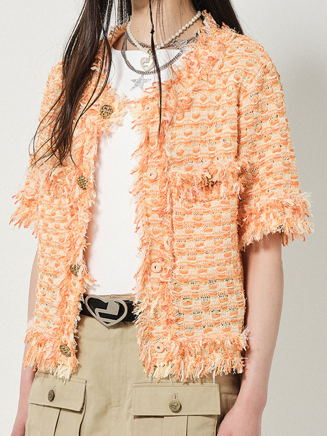 Orange Knit Cardigan - DAZZLE FASHION(ダズルファッション)／d'zzit