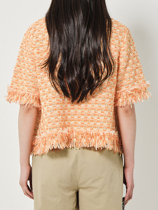 Orange Knit Cardigan - DAZZLE FASHION(ダズルファッション)／d'zzit