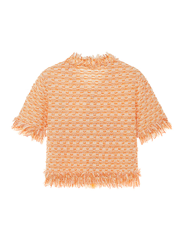 Orange Knit Cardigan - DAZZLE FASHION(ダズルファッション)／d'zzit